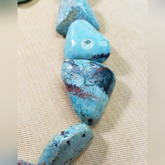 Chunky Turquoise and Sterling Silver Necklace - Picture 5 of 11